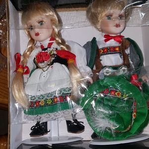 Porcelain Dolls W/Stands